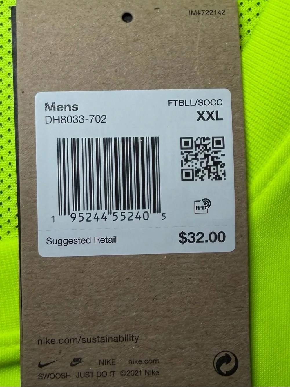 Nike Dri-FIT Academy Soccer Performance Jersey Shirt Green DH8033-702 Mens 2XL